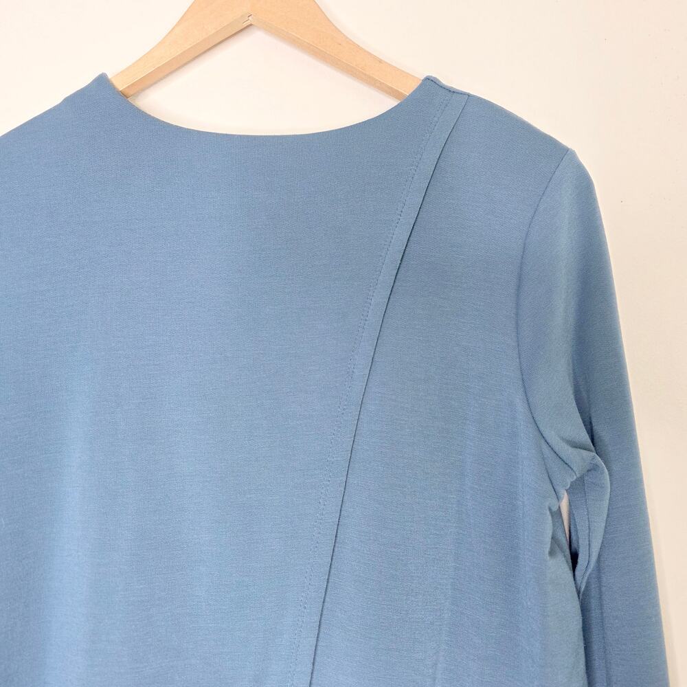 Pure Jill Luxe Tencel Dress Blue XSP XS Petite Lagenlook Minimalist Eco Knit - Picture 7 of 8